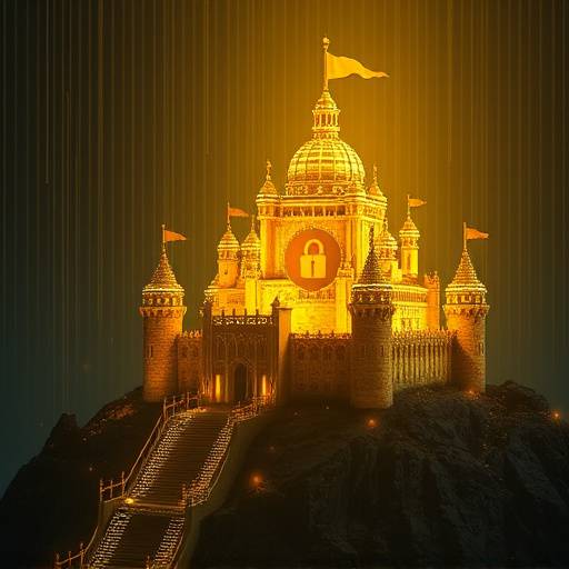 Abbildung eines goldenen Schlosses, das den Schutz von Daten symbolisiert.