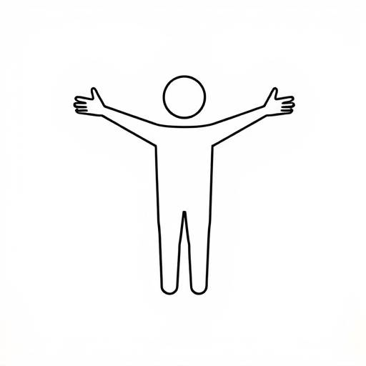 Barrierefreiheit Symbol: Eine stilisierte Figur mit ausgebreiteten Armen, die für Inklusion und Zugänglichkeit steht.